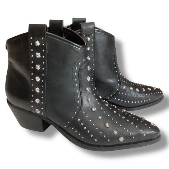 Vintage Y2K Sam Edelman Women's Brian Pointed-Toe Studded Ankle Booties - Picture 1 of 9